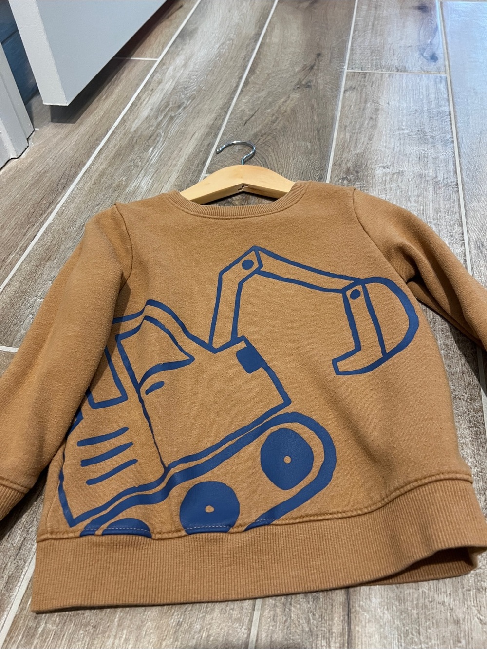 Cat & Jack Brown Sweatshirt with Blue Excavator Graphic